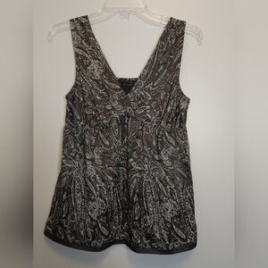 The Limited Black Paisley Sleeveless V-Neck Silk Top Size Small